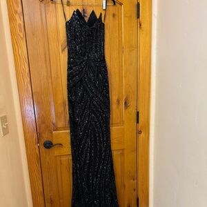 Ashley Lauren Sequin High Slit Prom Gown